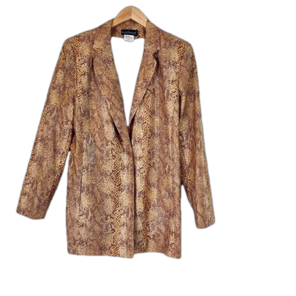 Harve’ Benard snake skin Jacket. Tan/Cream Sz 10.